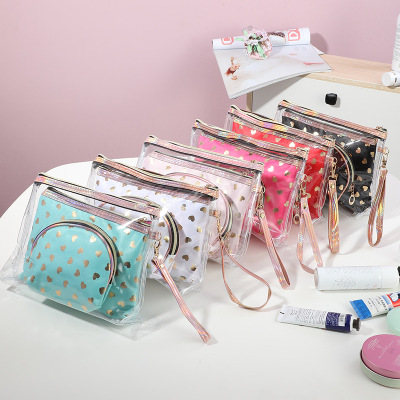 Factory Direct Supply New European and American New PVC Cosmetic Bag Bag Large Capacity Fashion Trendy Travel Washing and Makeup Bag