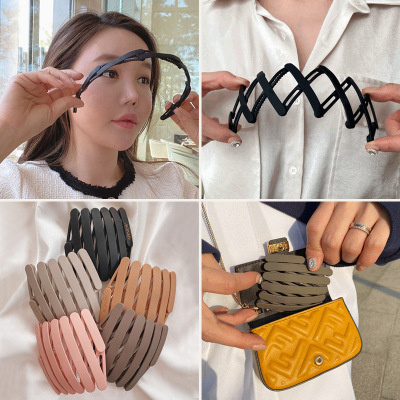 New Folding Headband Invisible Hair Clip Headdress Portable Retractable Hairband Summer Toothed Non-Slip Headband Portable Hair Accessories