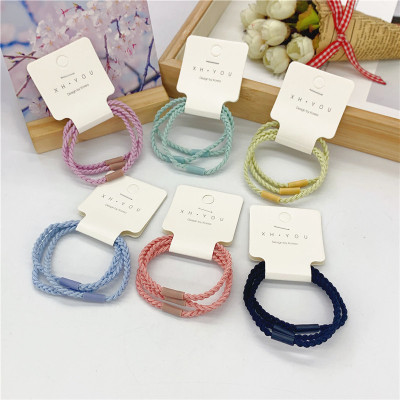 New Hair Accessories Wholesale Fashion Girl Sweet Candy Three-Strand Braid Rubber Band Wholesale One Card Three Pieces Price Head Tie