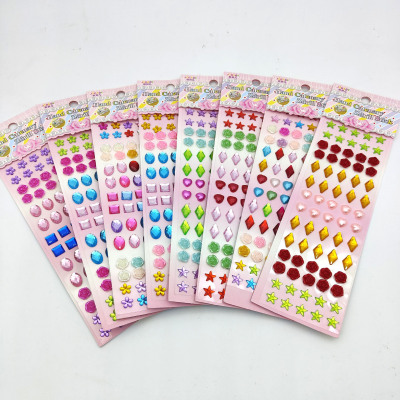Long Rainbow Starry Children Creative Decorative Stickers DIY Crystal Sticker Acrylic Diamond Sticker Rose