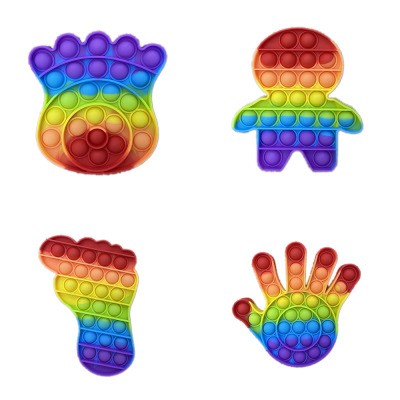 Rainbow Macaron Feet and Feet Cartoon Figures Palm Rat Killer Pioneer Children's Mental Computing Desktop Educational Silicone Toys