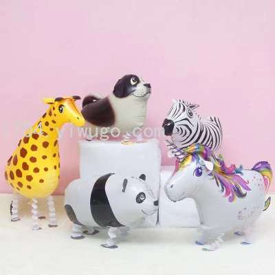 Cute Cartoon Walking Aluminum Balloon Children's Pet Animal Toy Birthday Party Deployment and Decoration