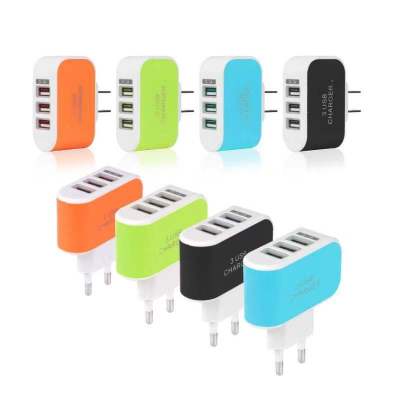 Candy 3usb Multi-Port Mobile Phone Charger Led Luminous Charging Plug Smart Multi-Port USB 5v2a Mobile Phone Charging