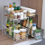 Floor Table Top Iron Two-Layer Kitchen Storage Rack Organizing Rack Desktop Pull-out Seasoning Storage Rack