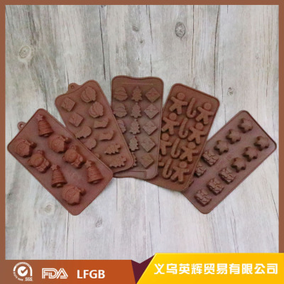 Silicone Christmas Series Chocolate Mold Set Santa Claus Christmas Tree Gift Box Socks Chocolate Mold Ice Tray