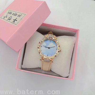 Cross-Border Fashion Trending Blue Sky and White Clouds Watch Women's Trendy Simple Artistic Student Watch Quartz Watch