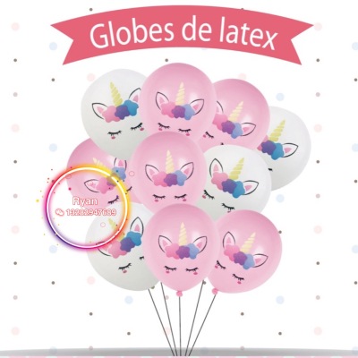 Cross-Border Hot Selling Factory Direct Sales 10PCs Unicorn Latex Balloons Set