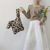Trendy New Shoulder Woven Bag Leopard Print Clutch Korean Ins Special-Interest Design Knitted Contrast Color Crossbody Shoulder Bag