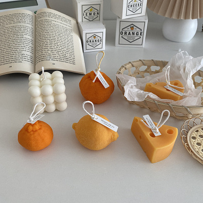 INS Korean Blogger Fruit Aromatherapy Candle Ornaments Decoration Home Chic Cheese Soy Wax with Hand Gift Stall