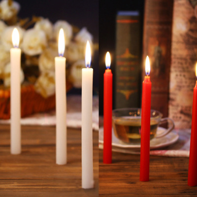Red and White Candle Multi-Specification Options Household Ordinary Lighting Candle Smoke-Free Romantic Wedding Long Brush Holder Emergency Candle