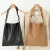 Korean Casual Large Capacity Totes Online Influencer Fashion Solid Color Single-Shoulder Bag Simple Retro Soft Leather Underarm Bag
