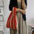 Autumn and Winter New Handbag Japanese and Korean Contrast Color Striped Vest Knitted Shoulder Tote Bag Woven Shopping Handbag Tide