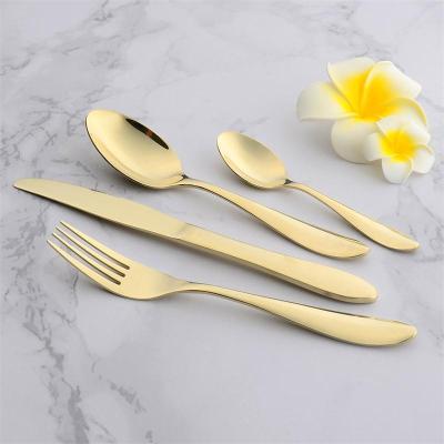 SOURCE Factory Stainless Steel Knife, Fork and Spoon Set Golden Tableware Four-Piece Set Gift Set Stainless Steel Fork Batch