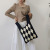 Women's New Shoulder Woven Bag Black and White Plaid Clutch Korean Ins Special-Interest Design Knitted Chessboard Plaid Bag