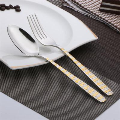 SOURCE Factory Stainless Steel Western Food Knife, Fork and Spoon Home Use Set Tableware Three-Piece Set High-End Gold Plating Hotel Gifts