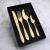 SOURCE Factory Stainless Steel Knife, Fork and Spoon Set Golden Tableware Four-Piece Set Gift Set Stainless Steel Fork Batch