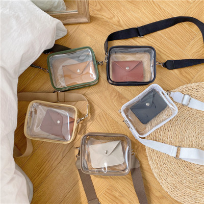 INS Korean Style New Bags Women 'S Transparent Small Square Bag Fashion Special-Interest Crossbody Shoulder Bag Broadband Trend Gel Bag