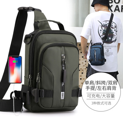 Foreign Trade Wholesale 2022 New Men's Chest Bag Shoulder Messenger Bag Trend Backpack Nylon Cloth Bag One Piece Dropshipping