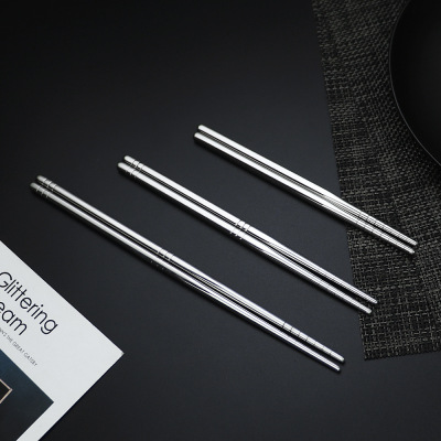 304 Stainless Steel Chopsticks Hotel Household Thick Non-Slip Chopsticks Logo