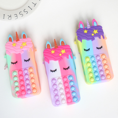 New Rainbow Color Mouse Killer Pioneer Bag Silicone Unicorn Bag Cross-Border New Product Best-Selling Bubble Music Pinch