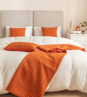 Warp Knitting Holland Velvet Netherlands Velvet Ultrasonic Geometric Embossing Bed Runner Table Runner Hotel Sample Room