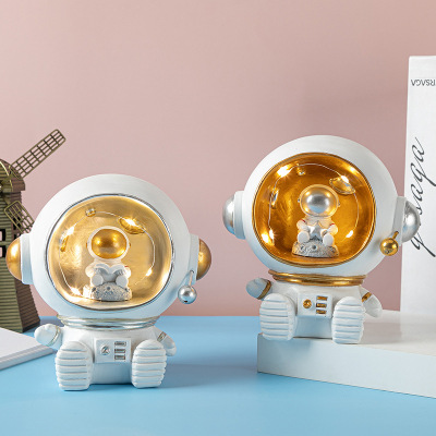 Astronaut Coin Bank Star Light Children Saving Box Student Small Night Lamp Toddler Graduation Gift Spaceman Decoration
