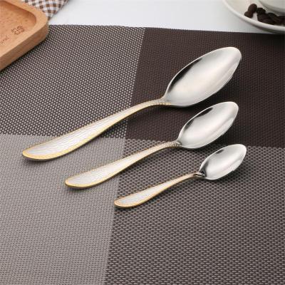 High-End Gold Plating Stainless Steel Western Tableware Hotel Steak Knife, Fork and Spoon Suit Serving Spoon Stainless Steel Tableware