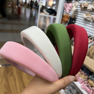 Cross-Border New Arrival Milk Silk Face Wash Hair Bands European and American Fashion Sponge Headband Candy Color Wide Version Thickened Hairband Ladies