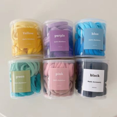 50 Pieces  Color Seamless Hair RopeHair Ring High Elastic Hair Bands Candy Color Rubber Band Hair Accessories