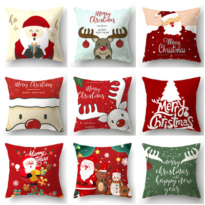 New Cross-Border New Arrival Christmas Polyester Pillow Cover Car Cushion Sofa Cushion Christmas Gift Pillow