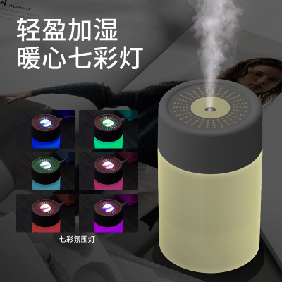 New Cross-Border Simple Humidifier USB Colorful Night Lamp Vehicle-Mounted Home Use Atomizer Desktop Office Gift Printing