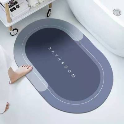 Diatom Ooze Cushion Toilet Absorbent Mat Toilet Door Non-Slip Foot Mats Quick-Drying Toilet Bathroom Mats Oval