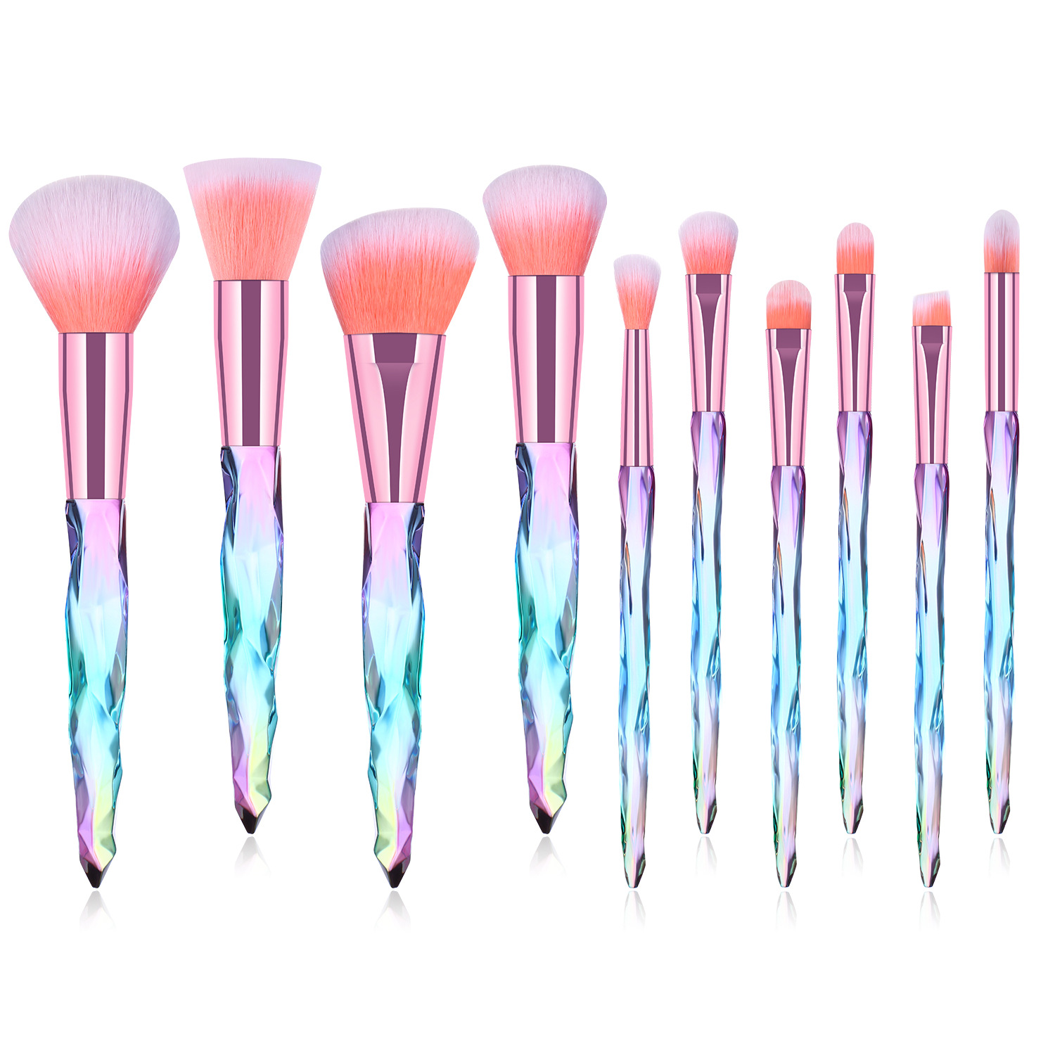 5支/7支/10支透明水晶钻石柄化妆刷套装眼影刷粉底刷