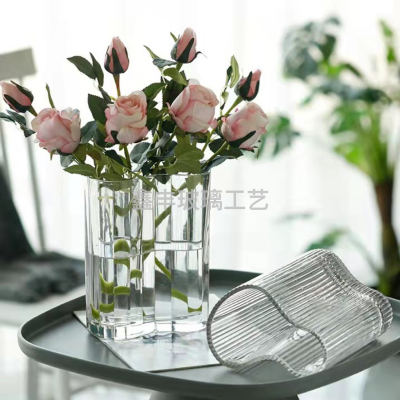 65593Factory Direct Sales Thickening Crystal Glass Shaped Vase Hydroponic Plant Container Furniture Creative Decoration Ornaments Craft