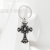 New Cast Stainless Steel Ghost Head Cross Keychain Vintage Cross Key Chain