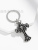 New Cast Stainless Steel Ghost Head Cross Keychain Vintage Cross Key Chain