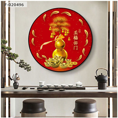 New Year round Living Room Bedroom Bedside Decorative Painting Mural Aluminum Alloy Baked Porcelain Modern Light Luxury Hanging Painting