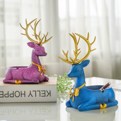 Creative Nordic Style Decoration Fortune Deer Decoration Living Room Home Personality Trend Office Ashtray with Lid