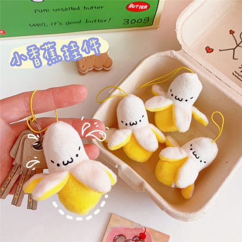 japanese cute small banana pendant plush peeling banana pendant bag pendant accessories couple girlfriends gift female