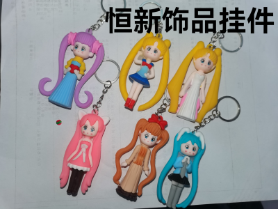Flexible PVC Three-Dimensional Pretty Girl Keychain Pendant