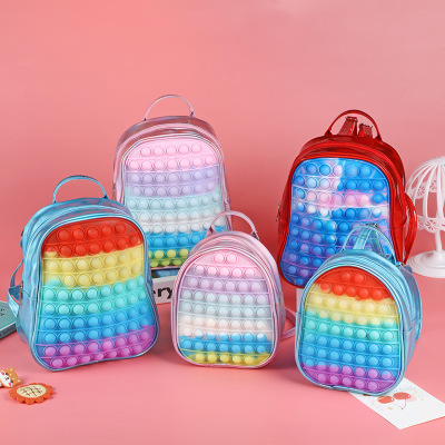 Factory Spot Silicone Backpack Children's Educational Decompression Toy Schoolbag Bubble Squeezing Toy Deratization Pioneer Backpack