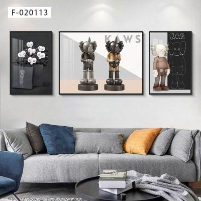 Fashion Brand Doll Triptych Living Room Sofa Background Wall Mural Aluminum Alloy Baked Porcelain Modern Decorative Picture