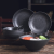 Ceramic Pot King Japanese Style Tableware Black Color Matching Advanced Cold Color Pallete Tableware Creative Arts Cutlery Bowl and Plates Spoon Rain-Hat Shaped Bowl