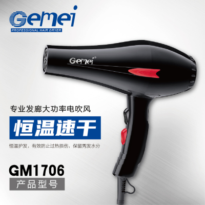 Gemei GM-1706 hair dryer household hair dryer hot and cold wind mute hair dryer pet hair dryer