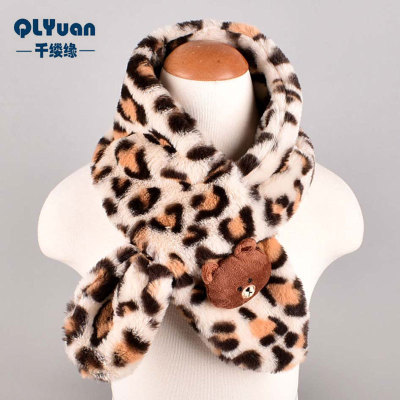 2018 Autumn and Winter New Leopard Print Children's Scarf Baby Bib Wholesale Yiwu Autumn and Winter Plush Cross Scarf