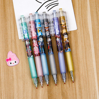 Ethnic Style Miao Cartoon Doll Press Gel Pen Good-looking Bullet Student Cute Black Signature Ball Pen