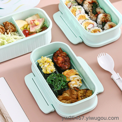 S42-2788 Student Office Lunch Box Japanese Lunch Box Single Layer Double Layer Lunch Box Plastic Lunch Box Microwaveable