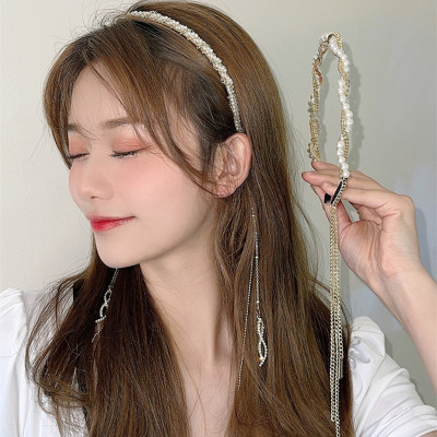 Headband Women's Pearl Tassel Hairpin Internet Celebrity Summer New Barrettes Fairy Headband Archaistic Headdress