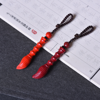 Natural Purple Gold Cinnabar Red Sand Wenchang Pen Bag Pendant Key Chain Necklace Fidelity Original Fashion