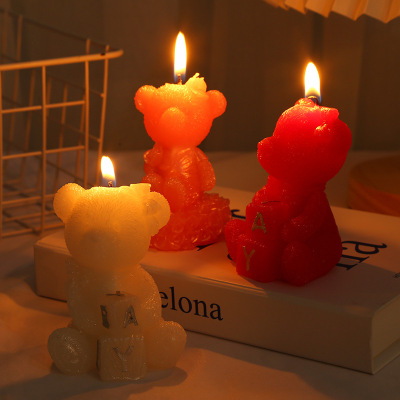 Factory Wholesale Cute Bear Nordic Style Candle Candle Dinner Desktop Atmosphere Decoration Bear Candle